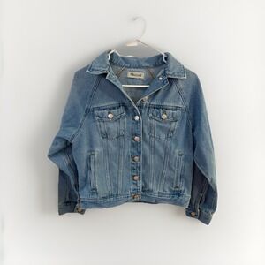 Madewell Womens Jean Jacket Sz XS Blue Faded Trucker Retro Classic Minimalist